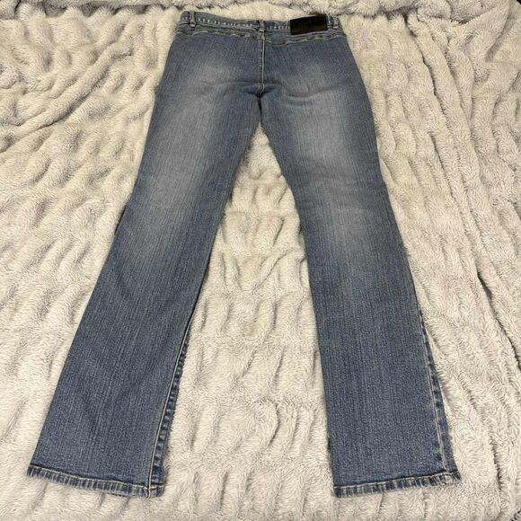 Express Jeans Womens 5/6 Bootcut Stretch Mid Rise Blue Denim Western Boho Y2K - Picture 2 of 7